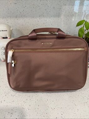 Tumi Men's Mauve-Brown Laptop Briefcase with Gold Hardware